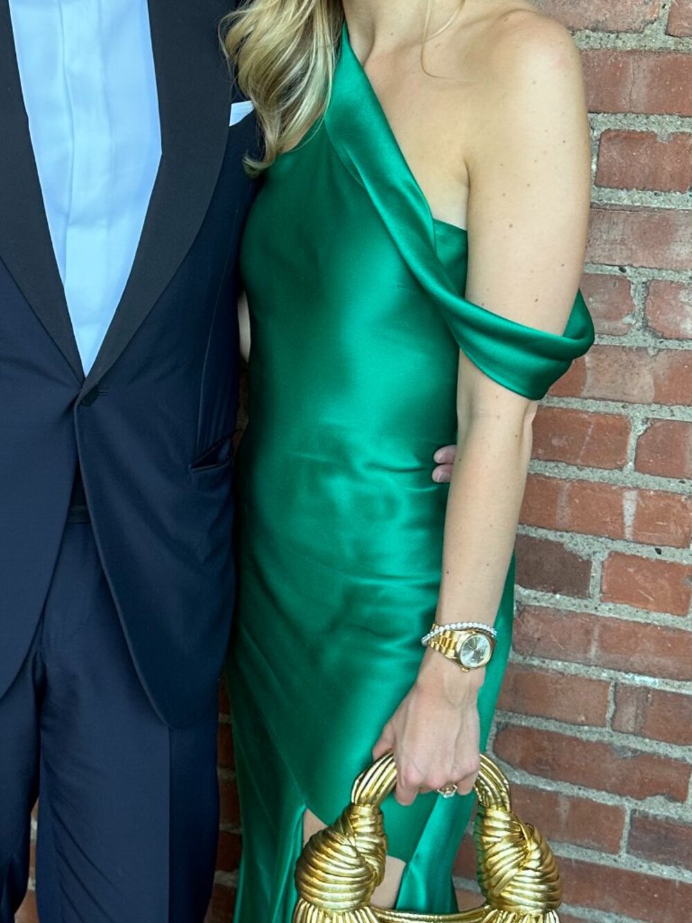 Cushnie Emerald Silk Asymmetrical Midi Dress - Picture 2 of 5